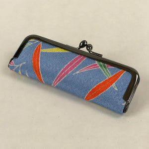 Japanese Signature Stamp Case With Red Ink Kimono Fabric Light Blue Clasp JK551