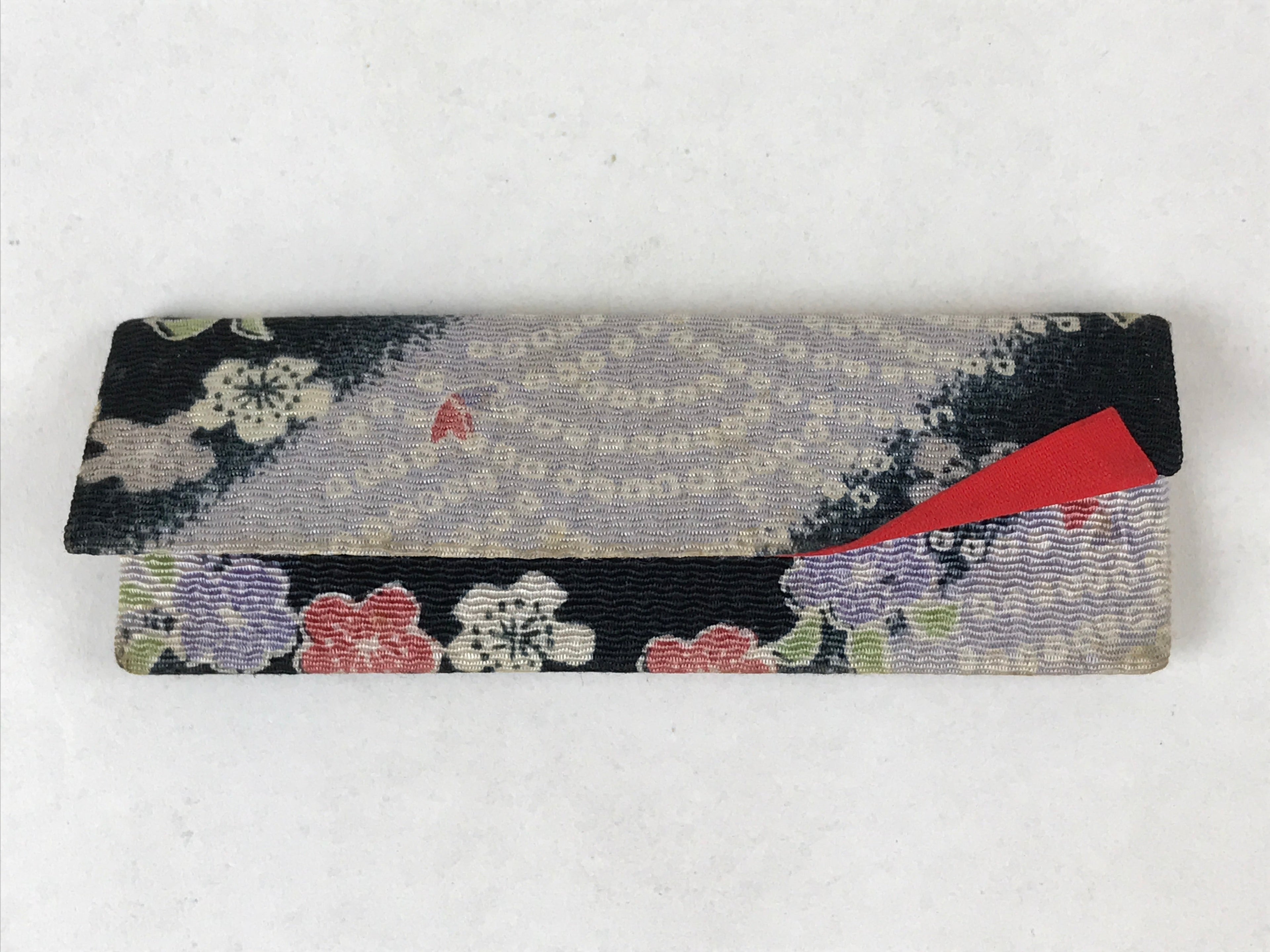 Japanese Silk Cloth Toothpick Case Vtg Small Fabric Yojiire Plum Blossom JK619
