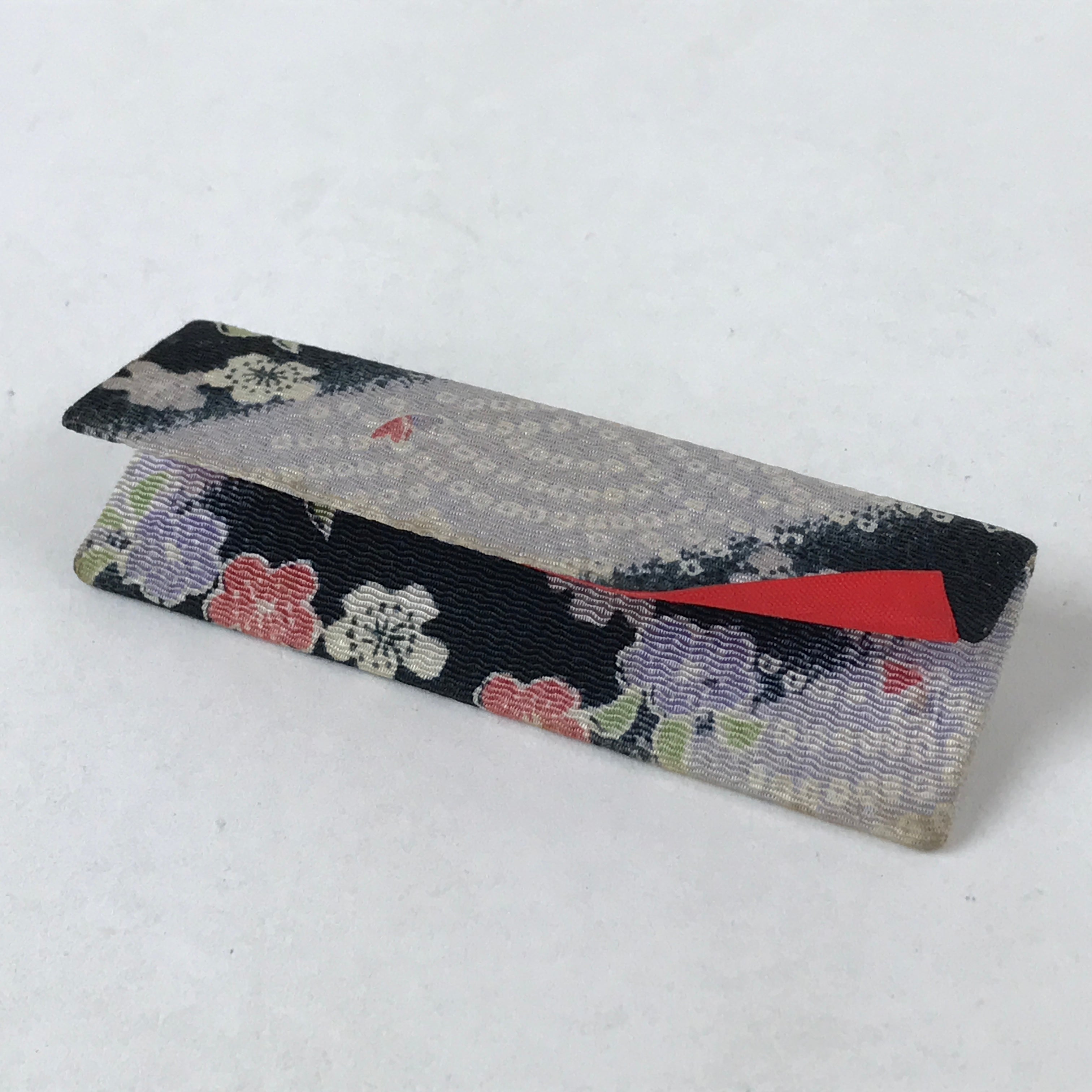 Japanese Silk Cloth Toothpick Case Vtg Small Fabric Yojiire Plum Blossom JK619