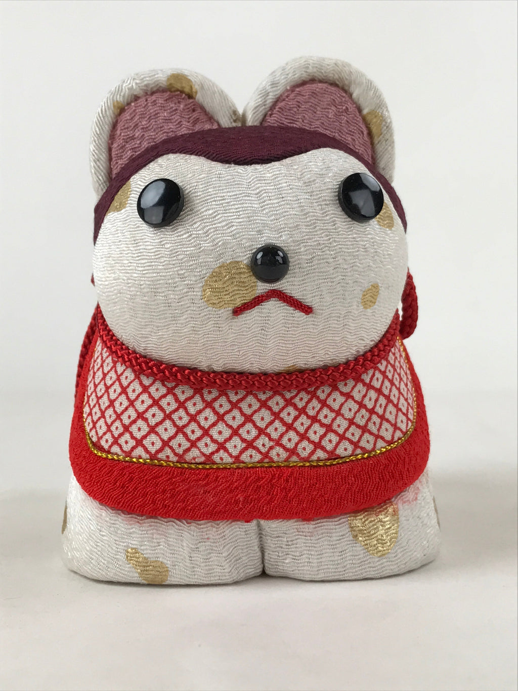 Japanese Silk Fabric Dog Inu Doll Vtg Chirimen Zaiku Traditional Craft BD966