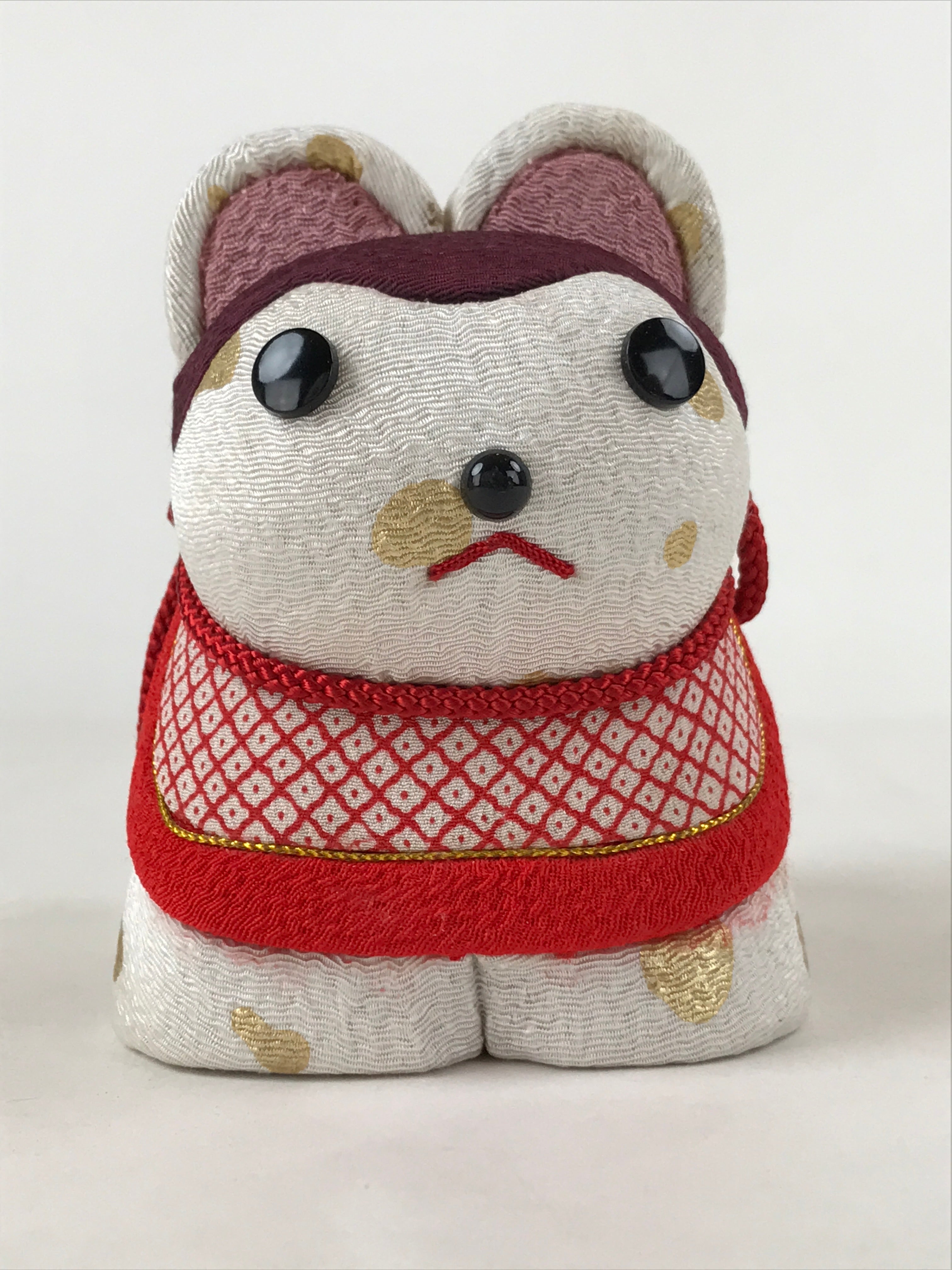 Japanese Silk Fabric Dog Inu Doll Vtg Chirimen Zaiku Traditional Craft BD966