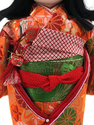 Japanese Silk Fabric Kimono Girl Doll Ichimatsu Vtg Ningyo