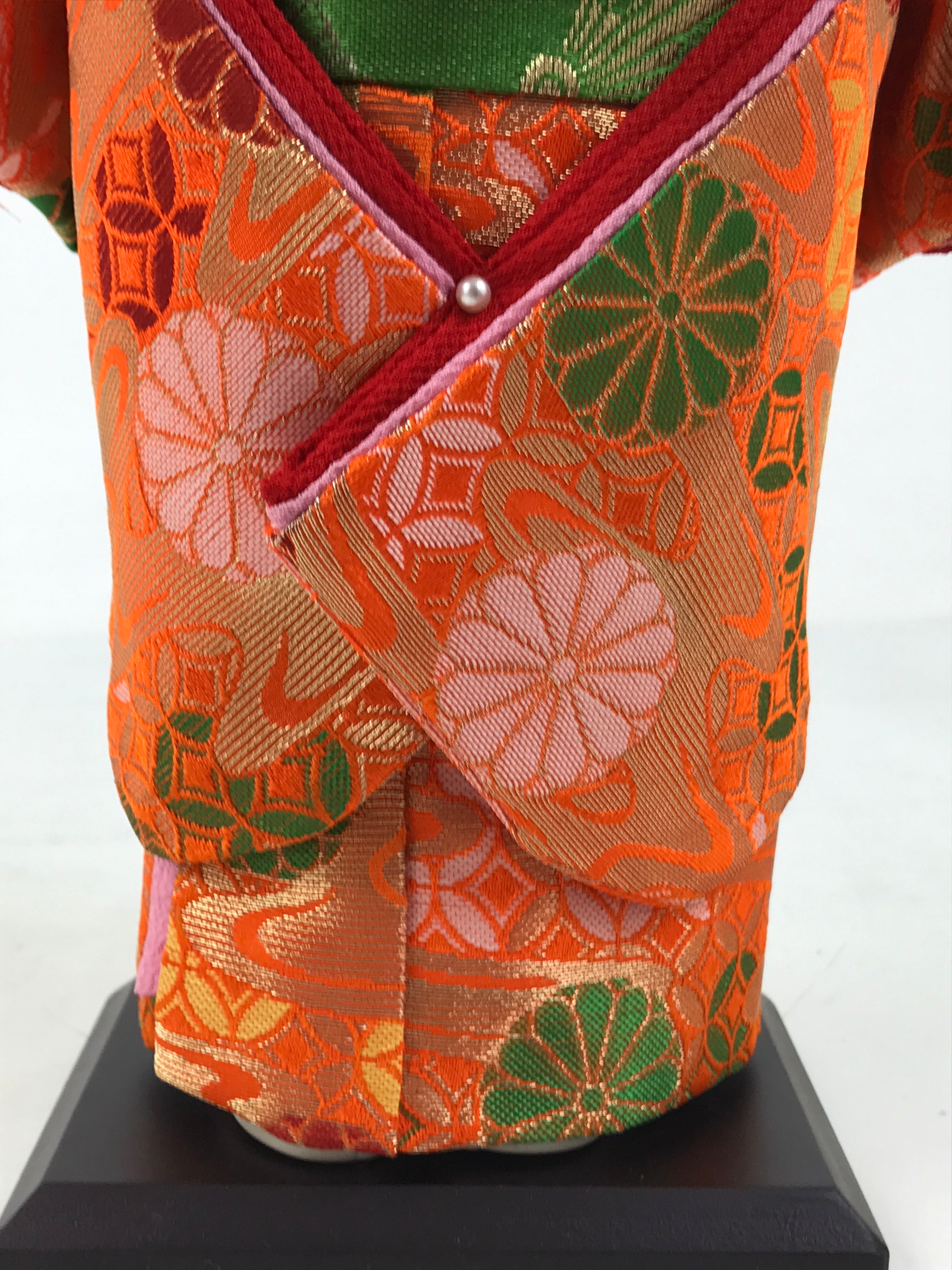 Japanese Silk Fabric Kimono Girl Doll Ichimatsu Vtg Ningyo Furisode Floral ST51