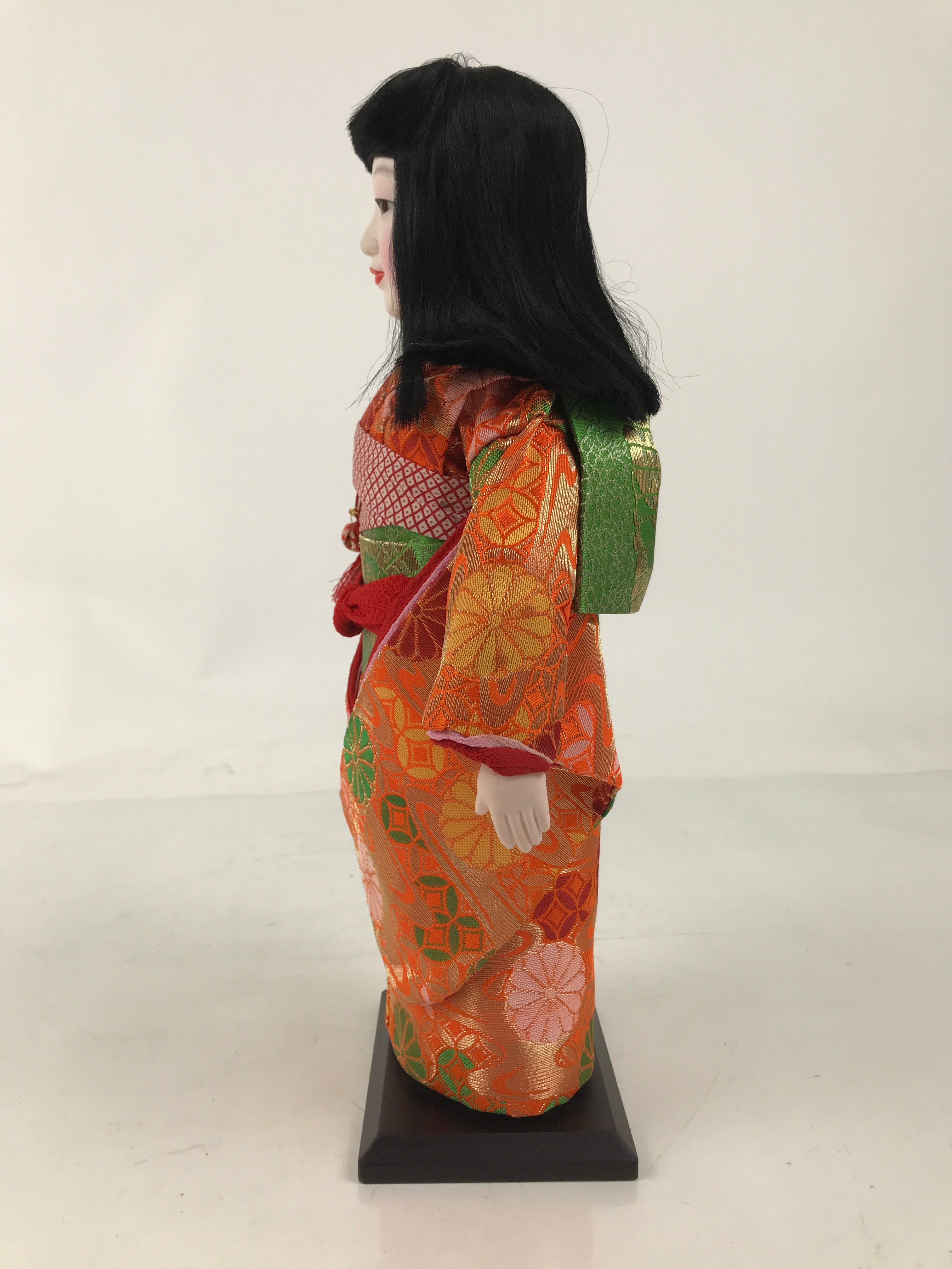 京製　市松人形 正絹 着物Japanese dolls silk kimono Japanese Silk Fabric Kimono Girl Doll Ichimatsu Vtg Ningyo
