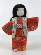 Japanese Silk Fabric Kimono Girl Doll Vtg Kimekomi Ningyo Figurine ST38