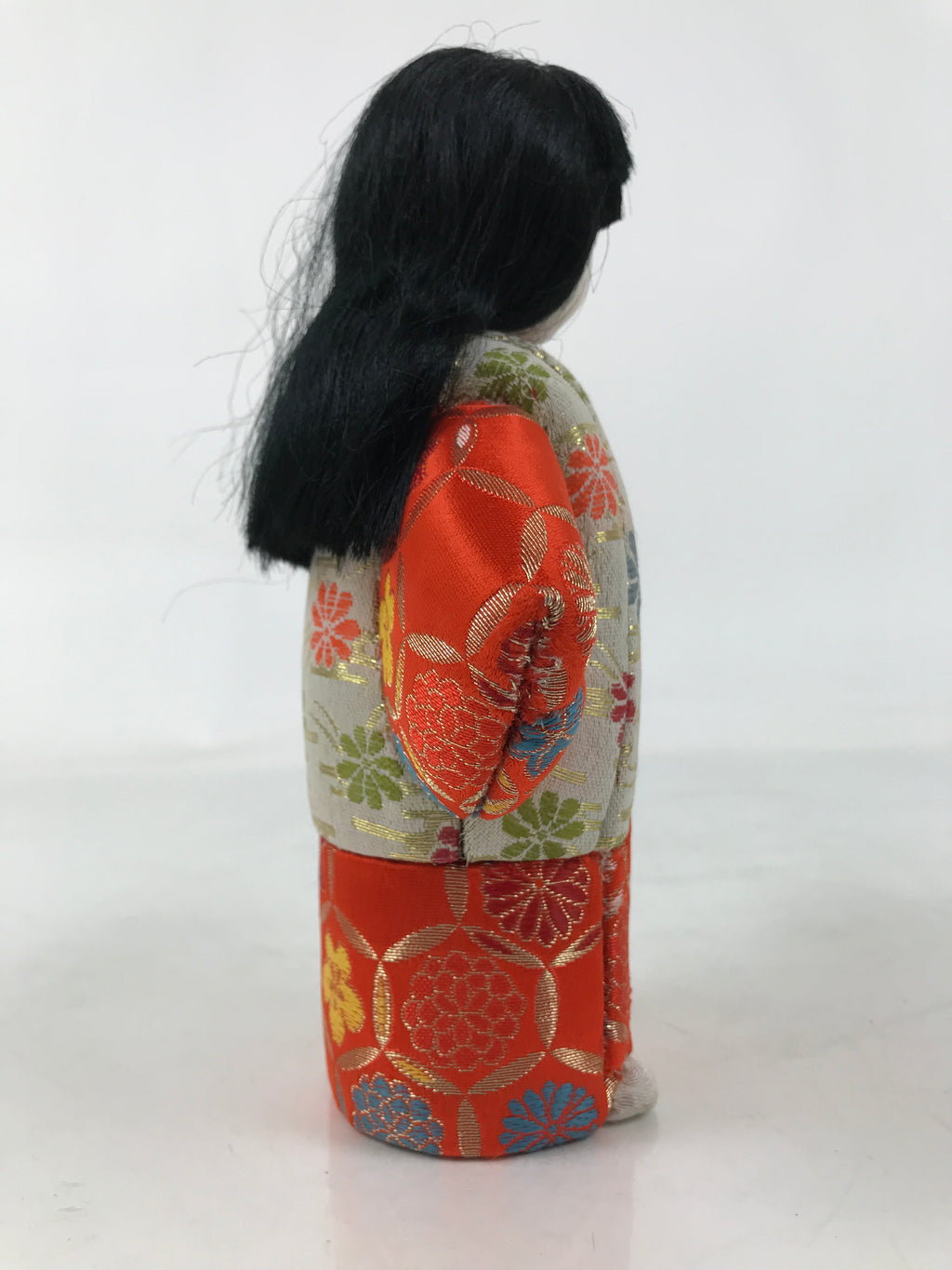 Japanese Silk Fabric Kimono Girl Doll Vtg Kimekomi Ningyo Figurine ST38