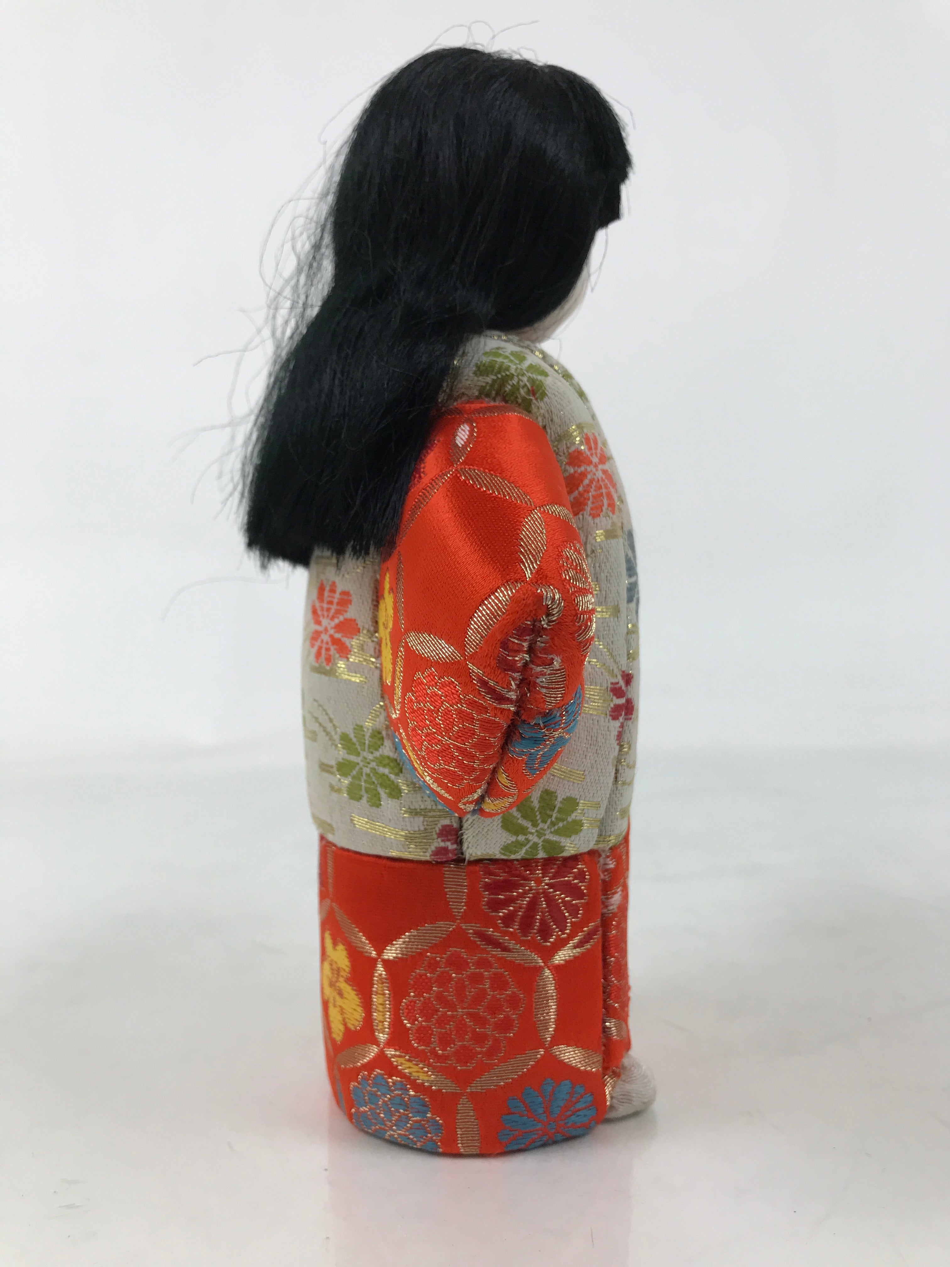 Japanese Silk Fabric Kimono Girl Doll Vtg Kimekomi Ningyo Figurine ST38