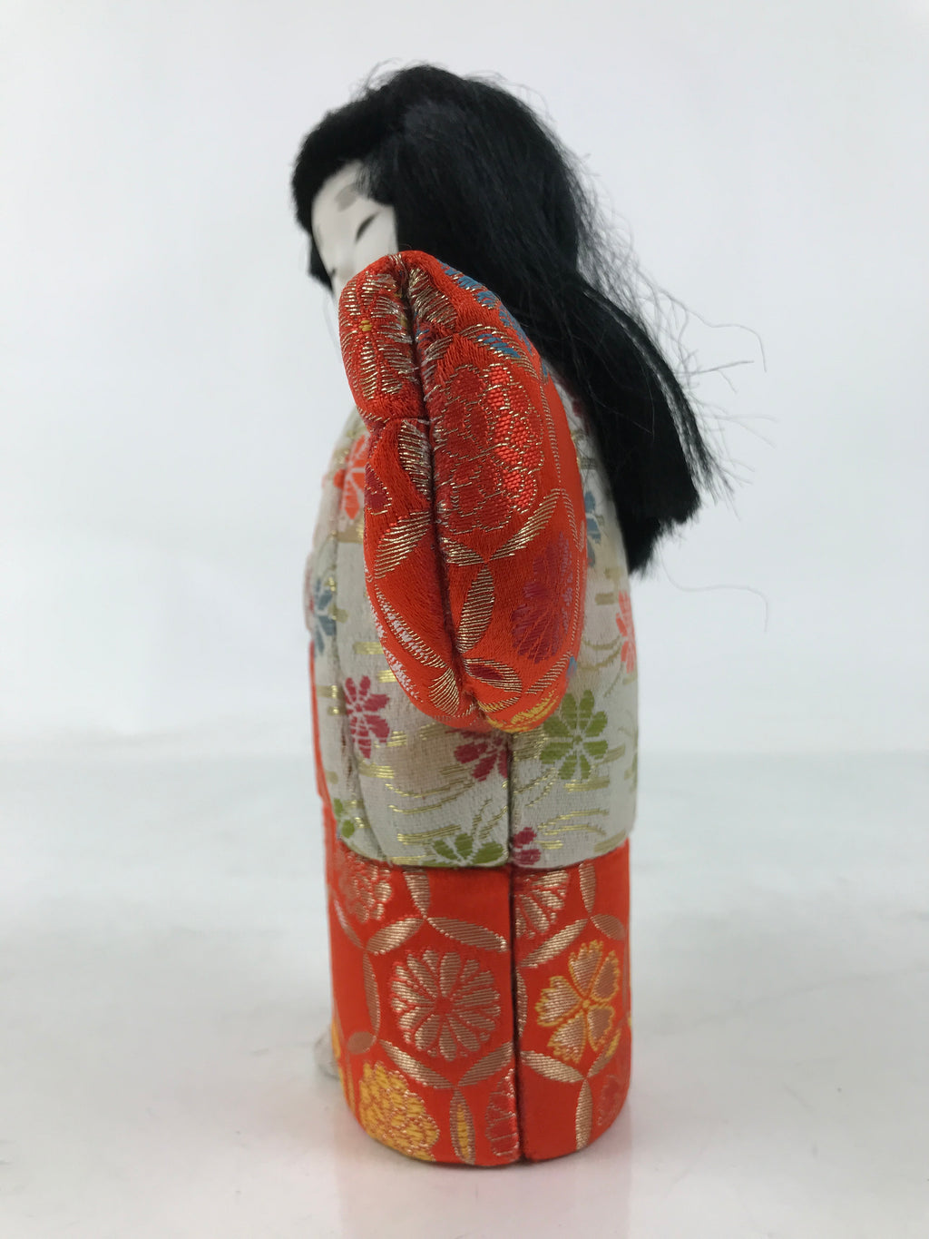 Japanese Silk Fabric Kimono Girl Doll Vtg Kimekomi Ningyo Figurine ST38