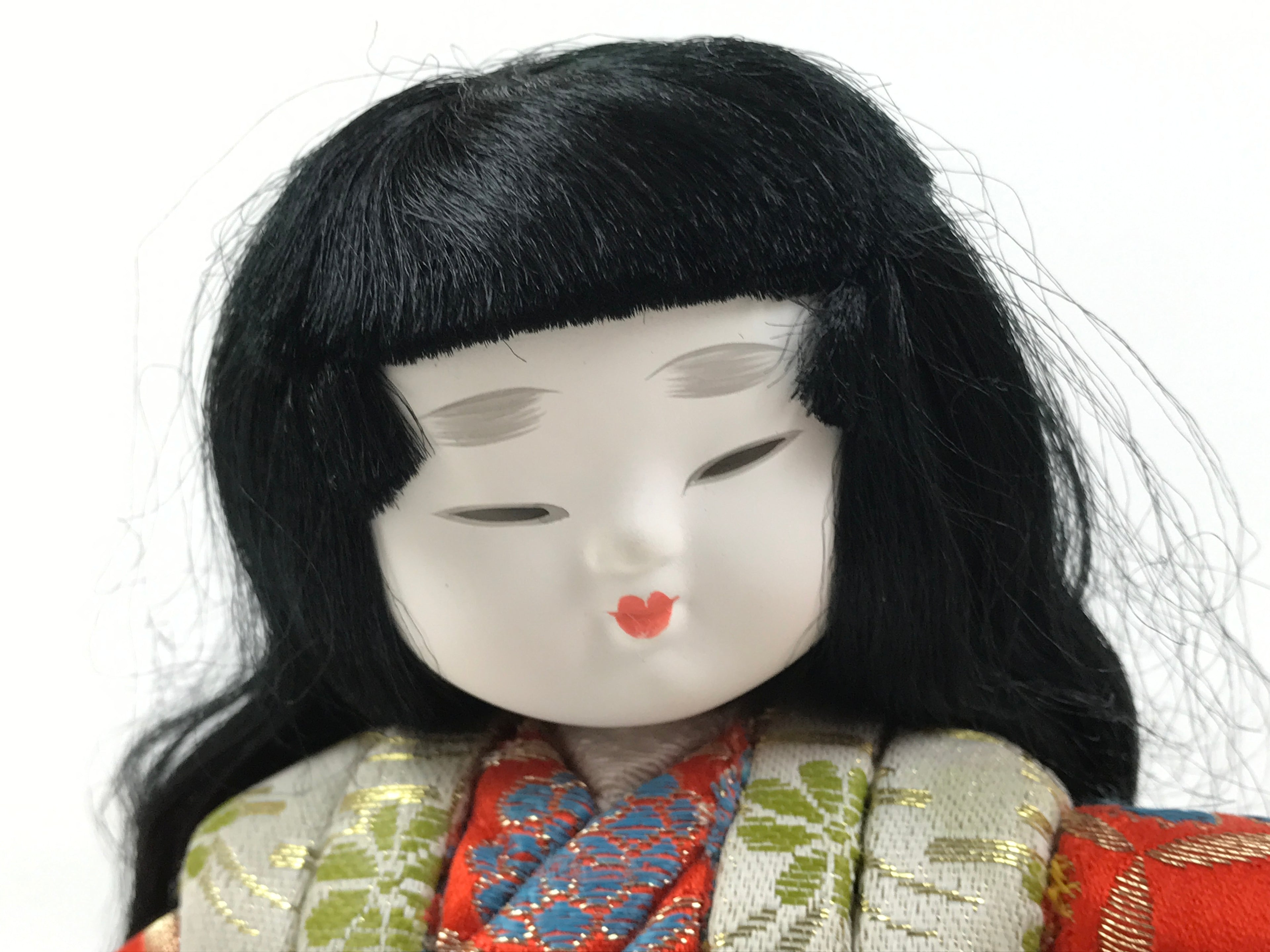 Japanese Silk Fabric Kimono Girl Doll Vtg Kimekomi Ningyo Figurine ST38
