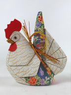 Japanese Silk Fabric Rooster Doll Vtg Chirimen Zaiku Traditional Craft BD965