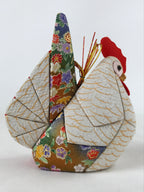 Japanese Silk Fabric Rooster Doll Vtg Chirimen Zaiku Traditional Craft BD965