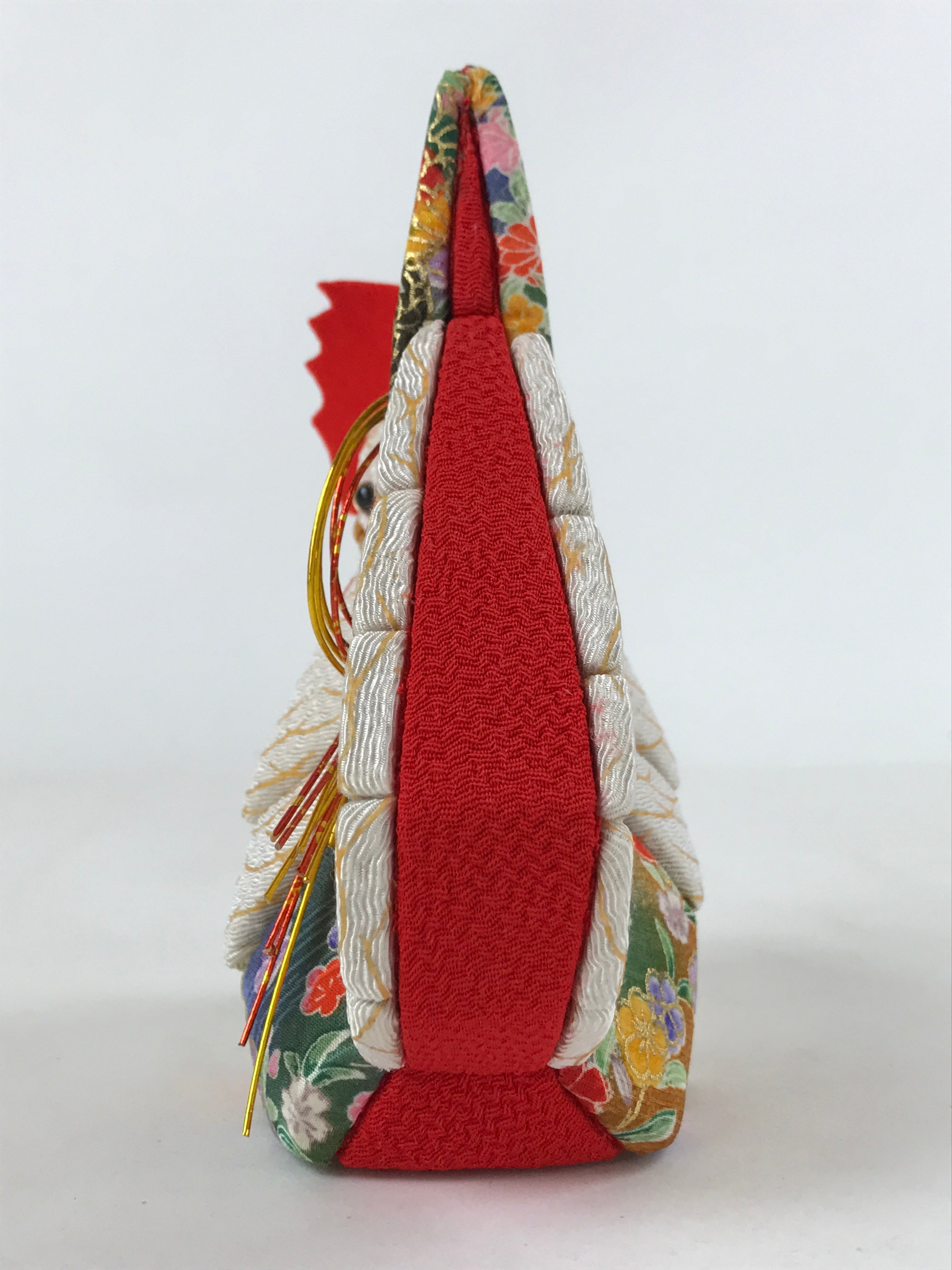 Japanese Silk Fabric Rooster Doll Vtg Chirimen Zaiku Traditional Craft BD965
