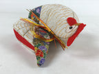 Japanese Silk Fabric Rooster Doll Vtg Chirimen Zaiku Traditional Craft BD965