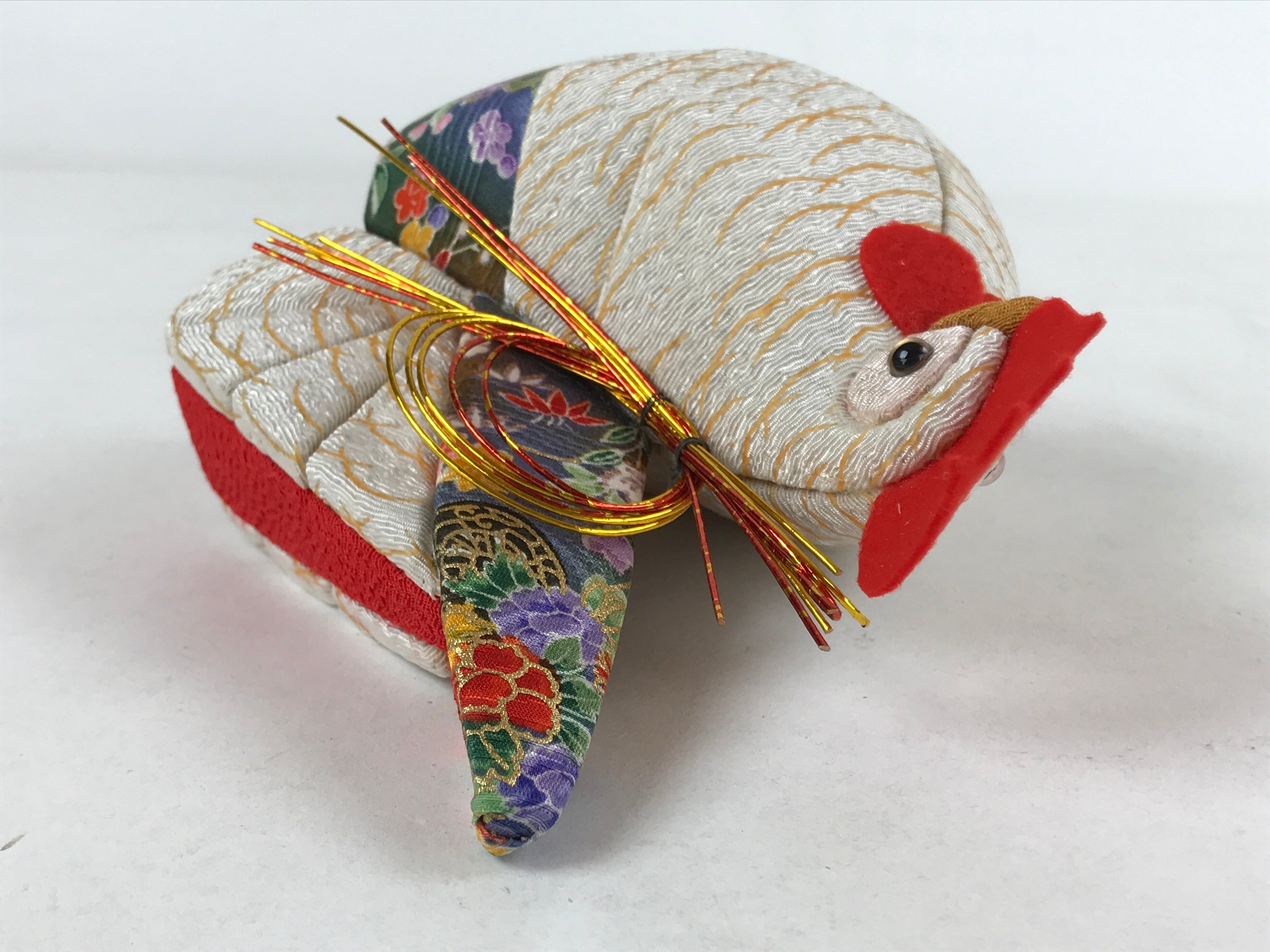 Japanese Silk Fabric Rooster Doll Vtg Chirimen Zaiku Traditional Craft BD965