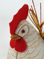 Japanese Silk Fabric Rooster Doll Vtg Chirimen Zaiku Traditional Craft BD965