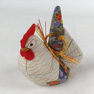 Japanese Silk Fabric Rooster Doll Vtg Chirimen Zaiku Traditional Craft BD965