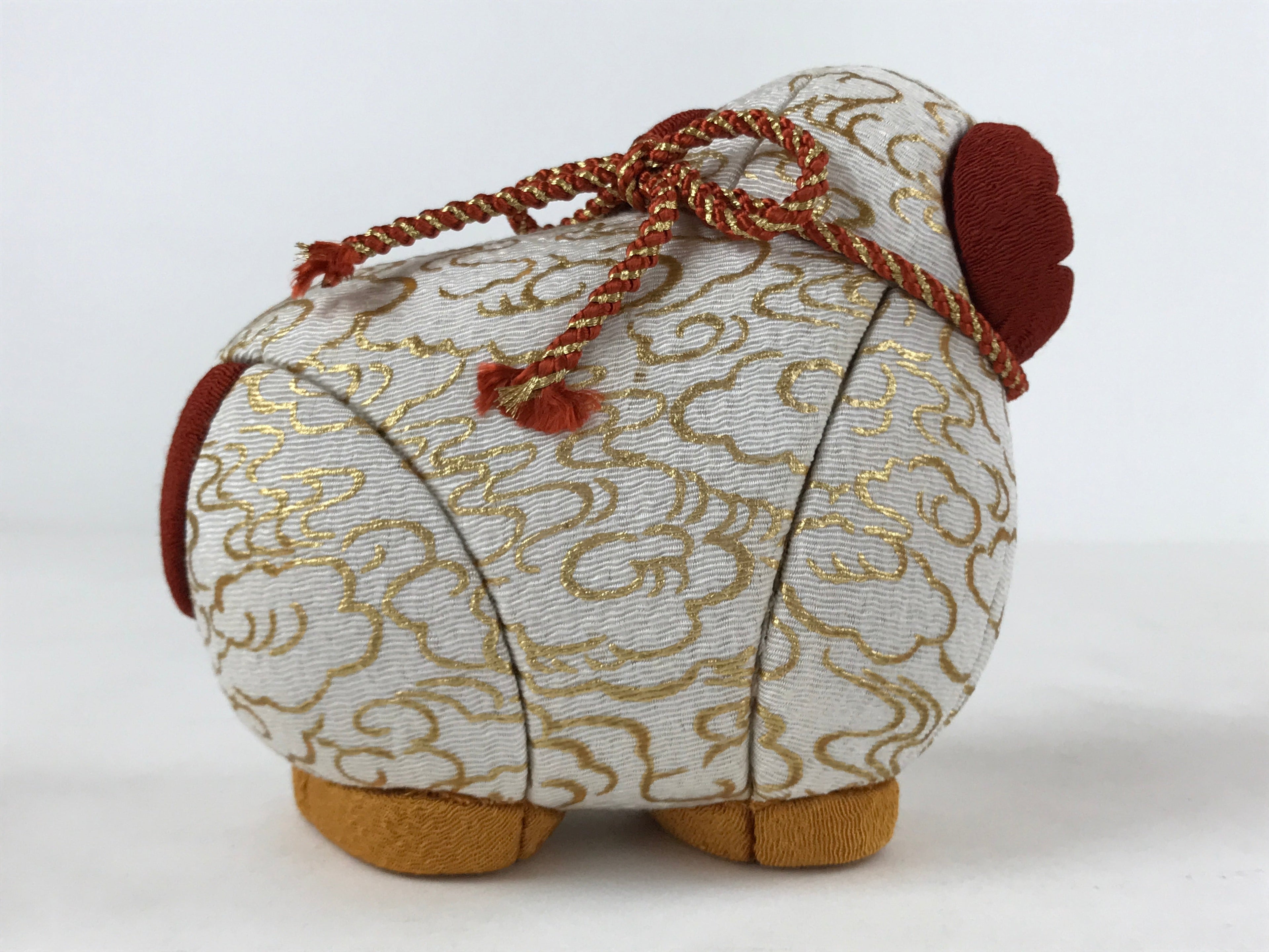 Japanese Silk Fabric Sheep Hitsuji Doll Vtg Chirimen Zaiku Traditional Craft BD9