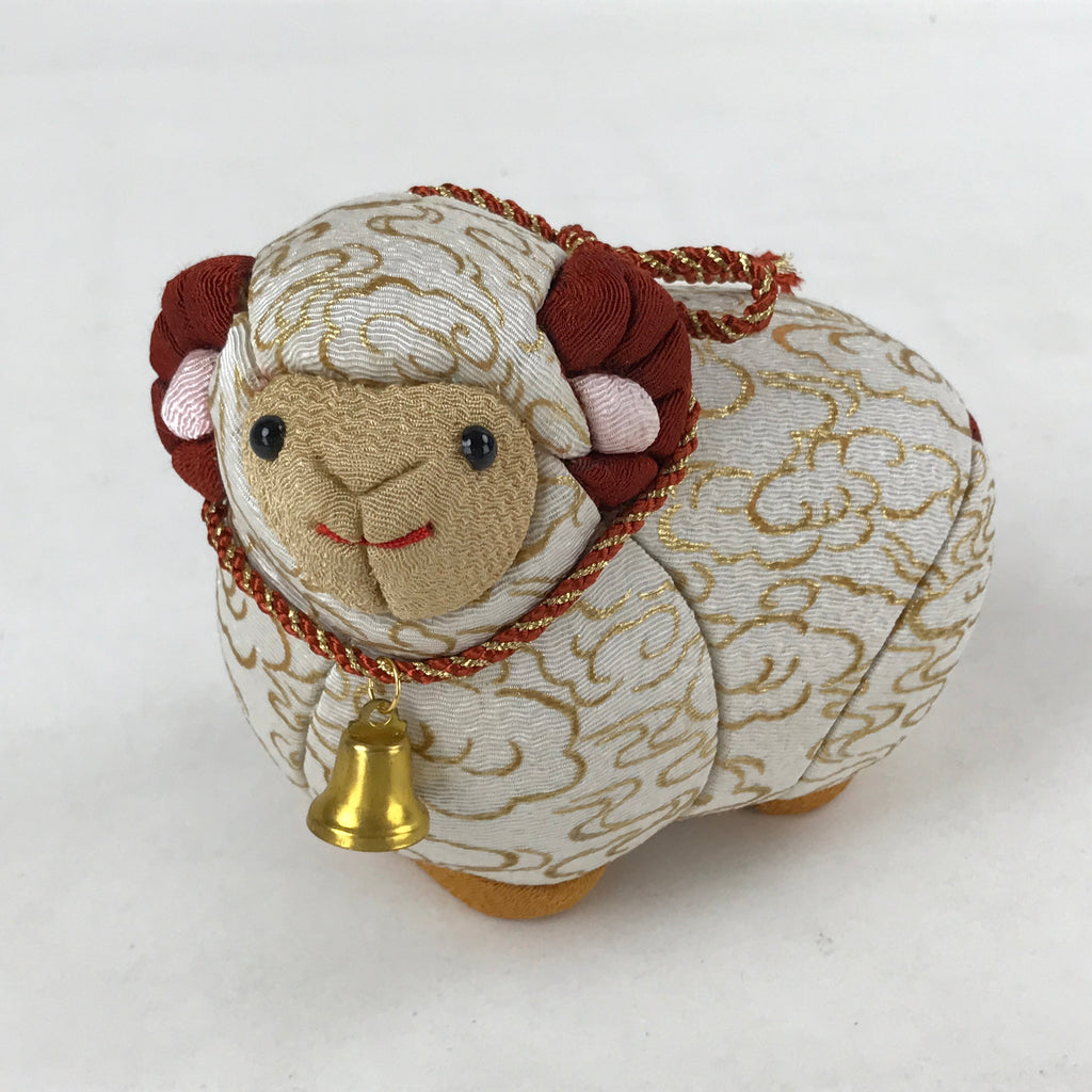 Japanese Silk Fabric Sheep Hitsuji Doll Vtg Chirimen Zaiku Traditional Craft BD9