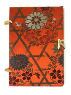 Japanese Silk Fabric Sheet Music Book Folder Vtg Floral Fuhonbasami Orange KB78