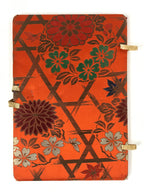 Japanese Silk Fabric Sheet Music Book Folder Vtg Floral Fuhonbasami Orange KB78