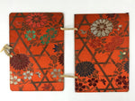 Japanese Silk Fabric Sheet Music Book Folder Vtg Floral Fuhonbasami Orange KB78