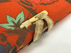 Japanese Silk Fabric Sheet Music Book Folder Vtg Floral Fuhonbasami Orange KB78