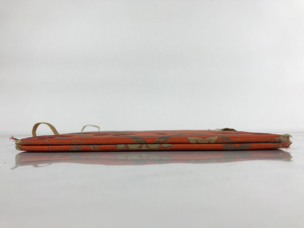 Japanese Silk Fabric Sheet Music Book Folder Vtg Floral Fuhonbasami Orange KB78