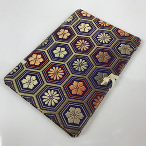 Japanese Silk Fabric Sheet Music Book Folder Vtg Floral Fuhonbasami Purple KB79