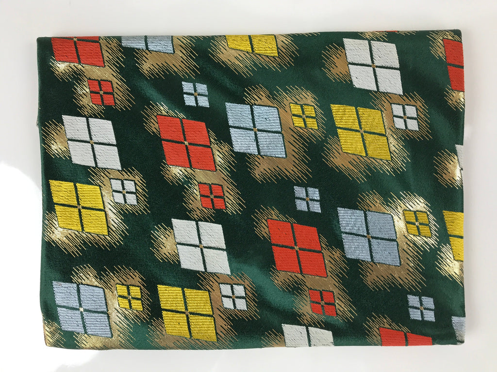 Japanese Silk Fabric Tea Ceremony Pouch Sukiyabukuro Vtg Green Floral KB82