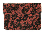Japanese Silk Fabric Tea Ceremony Pouch Sukiyabukuro Vtg Red Black Floral KB81