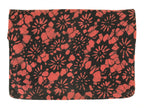 Japanese Silk Fabric Tea Ceremony Pouch Sukiyabukuro Vtg Red Black Floral KB81