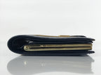 Japanese Silk Fabric Wallet Vtg Gamaguchi Clasp Pleather Floral Blue Brown KB86