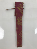 Japanese Silk Folding Fan Case Vtg Maisen Sensubukuro Red Gold Floral Bird KB88