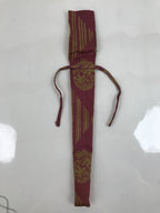 Japanese Silk Folding Fan Case Vtg Maisen Sensubukuro Red Gold Floral Bird KB88