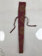 Japanese Silk Folding Fan Case Vtg Maisen Sensubukuro Red Gold Floral Bird KB88
