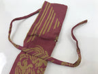 Japanese Silk Folding Fan Case Vtg Maisen Sensubukuro Red Gold Floral Bird KB88