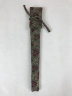 Japanese Silk Folding Fan Case Vtg Maisen Sensubukuro Red Gray Leaves KB76