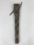 Japanese Silk Folding Fan Case Vtg Maisen Sensubukuro Red Gray Leaves KB76