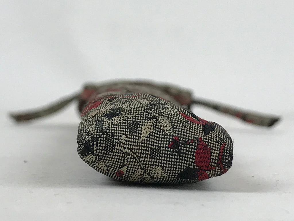 Japanese Silk Folding Fan Case Vtg Maisen Sensubukuro Red Gray Leaves KB76