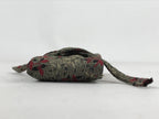 Japanese Silk Folding Fan Case Vtg Maisen Sensubukuro Red Gray Leaves KB76