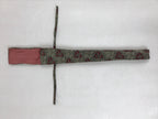Japanese Silk Folding Fan Case Vtg Maisen Sensubukuro Red Gray Leaves KB76