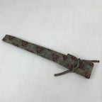 Japanese Silk Folding Fan Case Vtg Maisen Sensubukuro Red Gray Leaves KB76