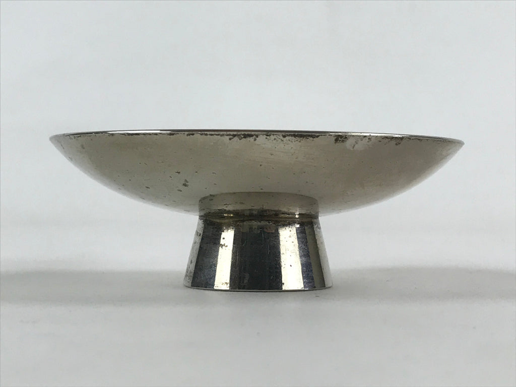 Japanese Silver Plated Copper Sake Cup Sakazuki Vtg Guinomi Ochoko G94