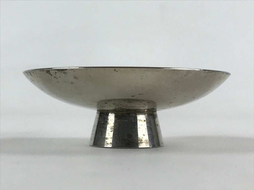Japanese Silver Plated Copper Sake Cup Sakazuki Vtg Guinomi Ochoko G94