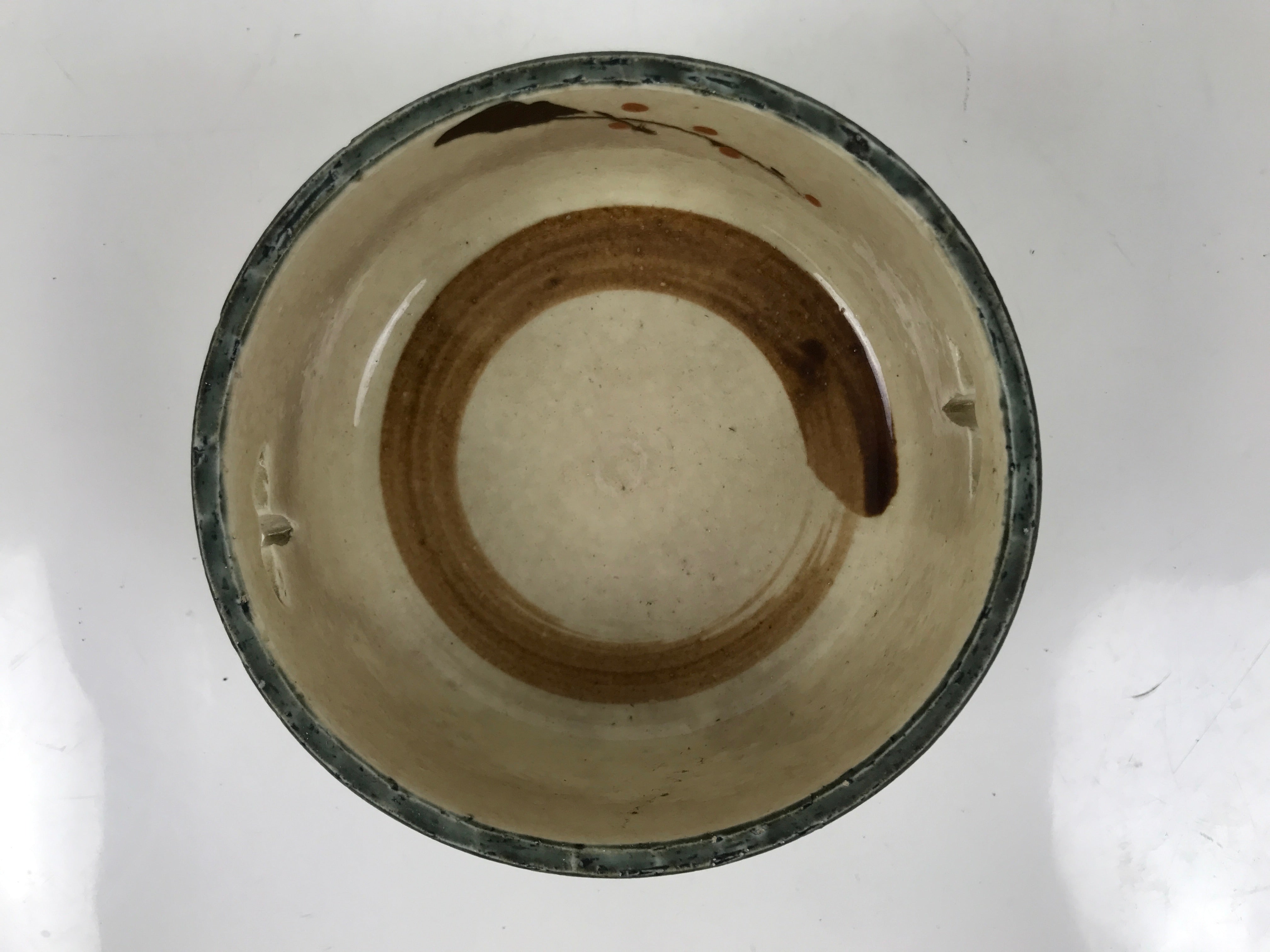 Japanese Small Ceramic Suiban Flower Vase Pottery Ikebana Arrangement Plum Y444