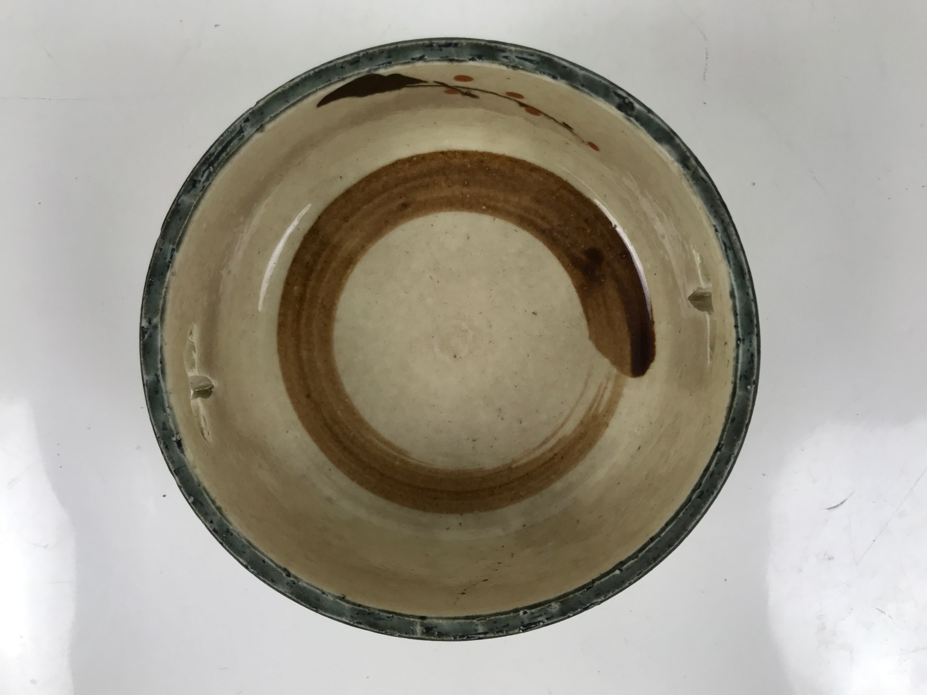 Japanese Small Ceramic Suiban Flower Vase Pottery Ikebana Arrangement Plum Y444