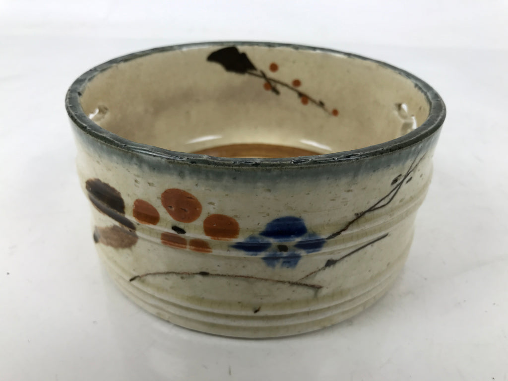 Japanese Small Ceramic Suiban Flower Vase Pottery Ikebana Arrangement Plum Y444