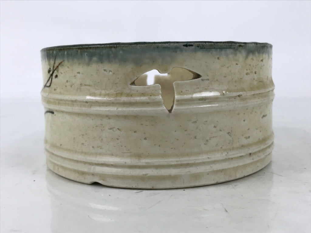 Japanese Small Ceramic Suiban Flower Vase Pottery Ikebana Arrangement Plum Y444