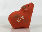 Japanese Small Clay Cow Figurine Vtg Zodiac Ushi Okimono Statue Decor Red ST77