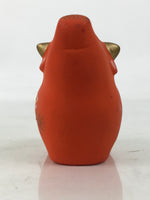 Japanese Small Clay Cow Figurine Vtg Zodiac Ushi Okimono Statue Decor Red ST77